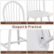 Vintage Windsor wood chair with spindle back, white finish, ergonomic seat, and reinforced structure for dining rooms.